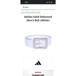 Adidas Solid Debossed Men’s White Golf Belt 36 38
